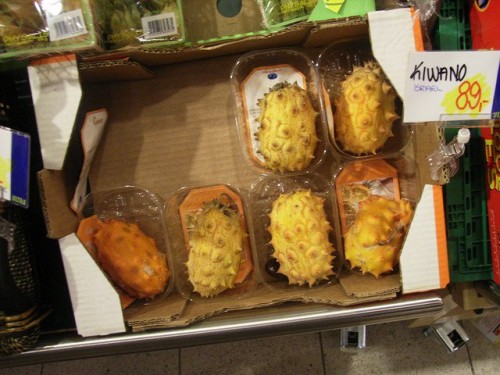 kiwano fruits in supermarket